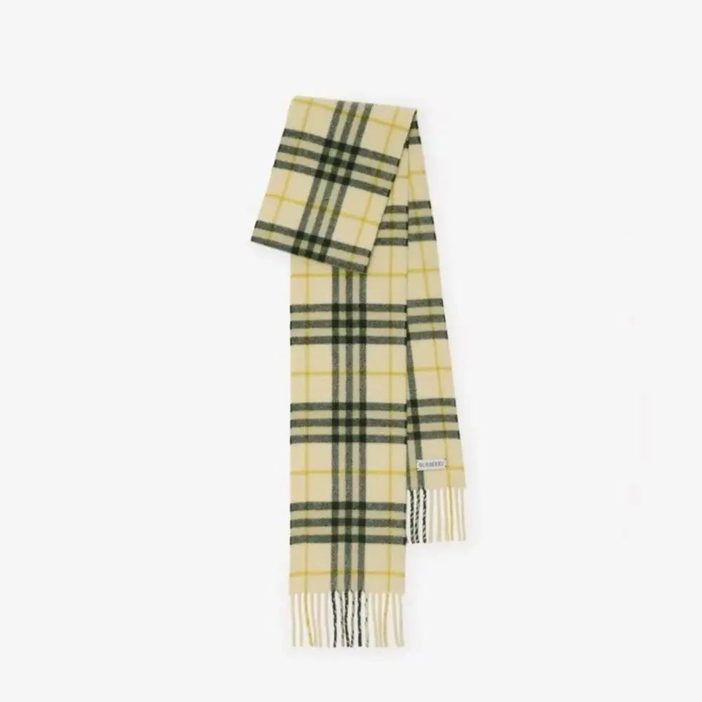 Burberry Yellow and Green Plaid cashmere scarf NWT